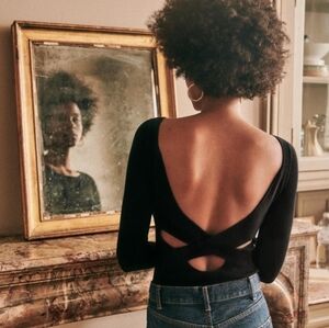 Sezane Lena Bodysuit - Size S Black NWOT